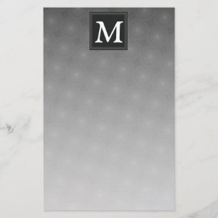 Monogram charcoal circles pattern stationery