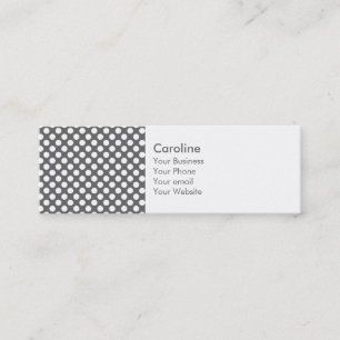 Monogram Charcoal Grey White Polka Dot Pattern Mini Business Card