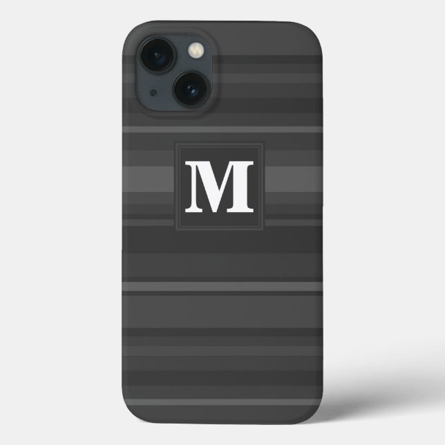 Monogram charcoal stripes Case-Mate iPhone case (Back)