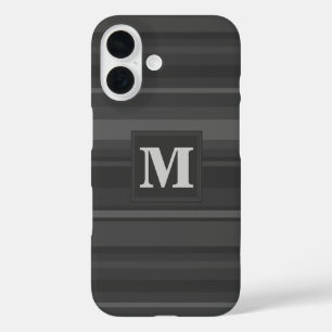 Monogram charcoal stripes iPhone 16 case