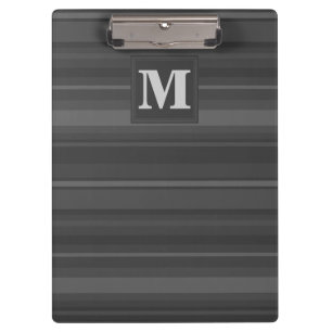 Monogram charcoal stripes clipboard