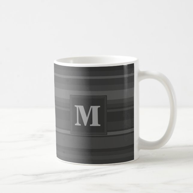 Monogram charcoal stripes coffee mug (Right)