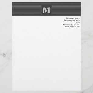 Monogram charcoal stripes customised letterhead