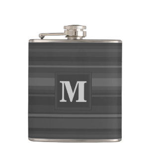 Monogram charcoal stripes hip flask