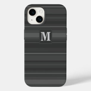 Monogram charcoal stripes iPhone 14 case