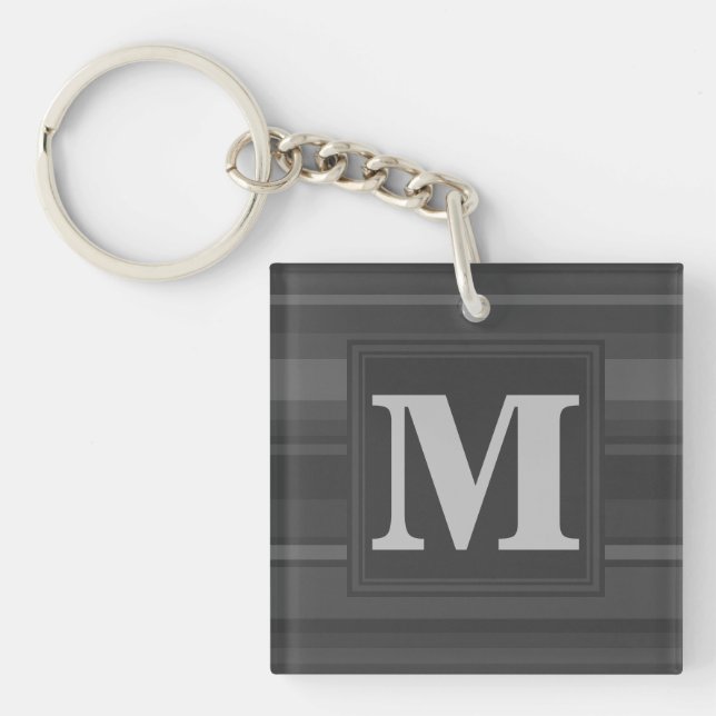 Monogram charcoal stripes key ring (Front)
