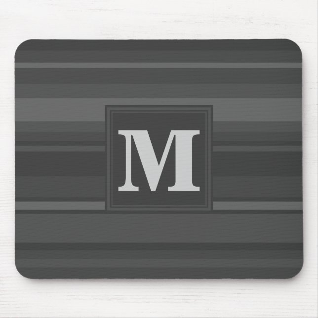 Monogram charcoal stripes mouse mat (Front)