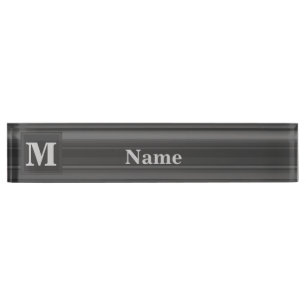 Monogram charcoal stripes nameplate