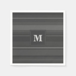 Monogram charcoal stripes napkin
