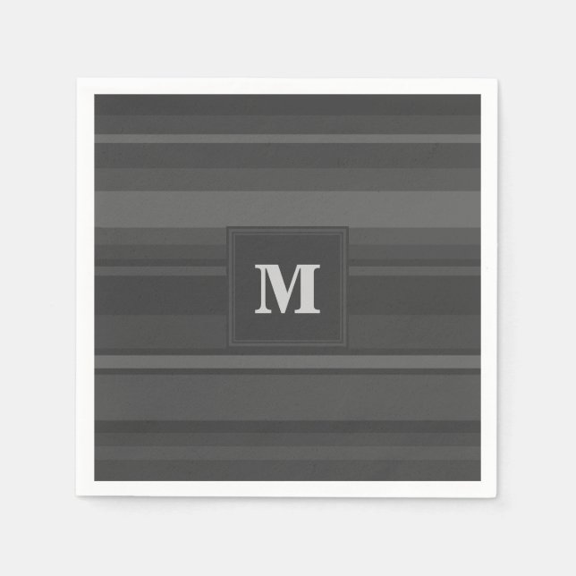 Monogram charcoal stripes napkin (Front)