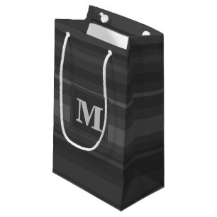 Monogram charcoal stripes small gift bag