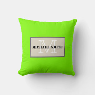 Monogram Chartreuse Solid Colour Background Cushion
