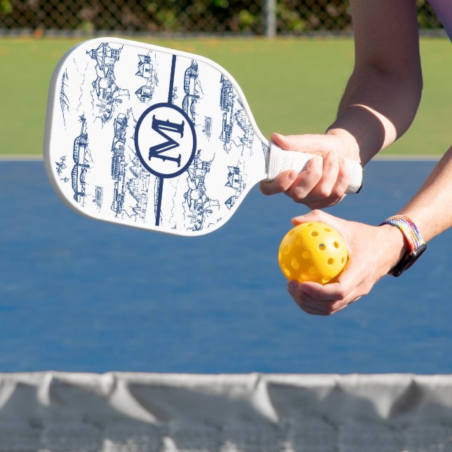 Monogram Chattanooga Blue Toile Pickleball Paddle (Insitu)