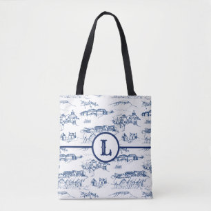 Monogram Chattanooga Toile Blue Tote Bag