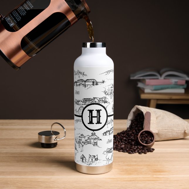 Monogram Chattanooga Toile Water Bottle (Coffee)