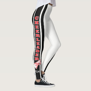 Monogram Cheerleader Red, White Black Leggings