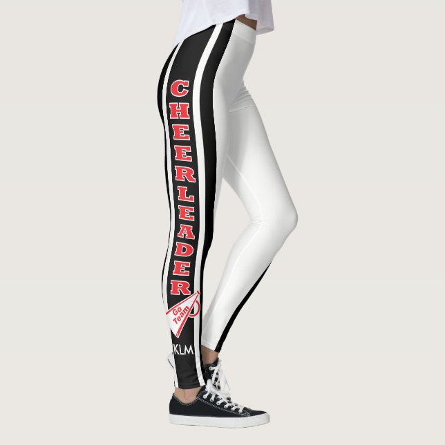 Monogram Cheerleader Red, White Black Leggings (Right)