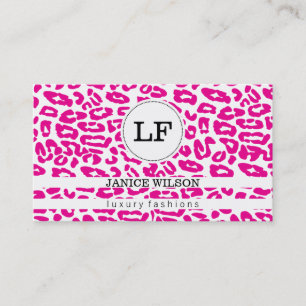 Monogram Cheetah Print (hot pink) Business Card