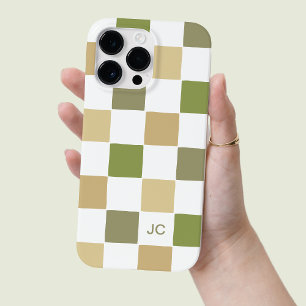 Monogram Chequered Green and Beige Modern Pattern Case-Mate iPhone 14 Pro Max Case