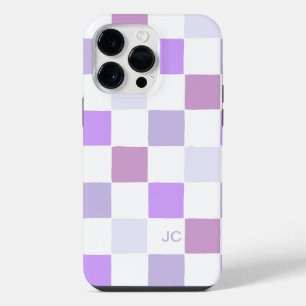 Monogram Chequered Purple Lavender Modern Pattern iPhone 14 Pro Max Case