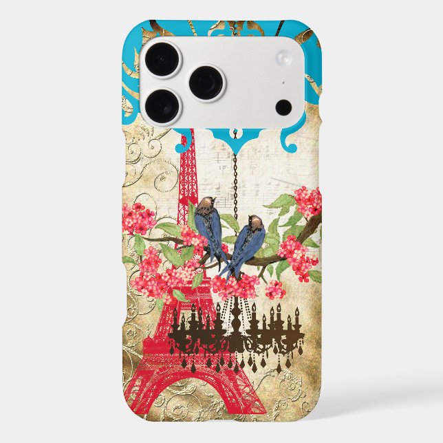 Monogram Cherry Blossom  Bird Chandelier iPhone (Back)