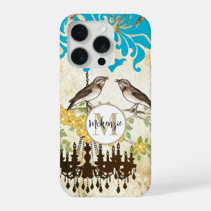 Monogram Cherry Blossom Bird Chandelier iPhone 15 Pro Case