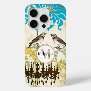 Monogram Cherry Blossom  Bird Chandelier iPhone iPhone 15 Pro Case