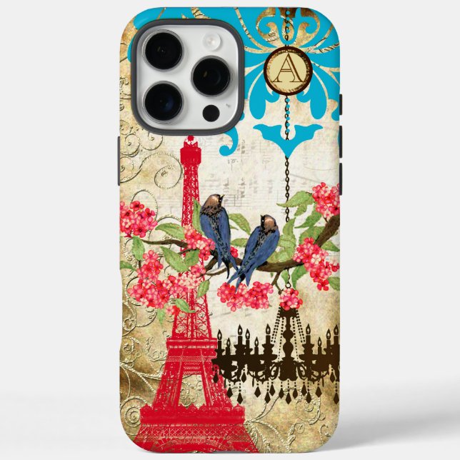 Monogram Cherry Blossom  Bird Chandelier iPhone Case-Mate iPhone Case (Back)