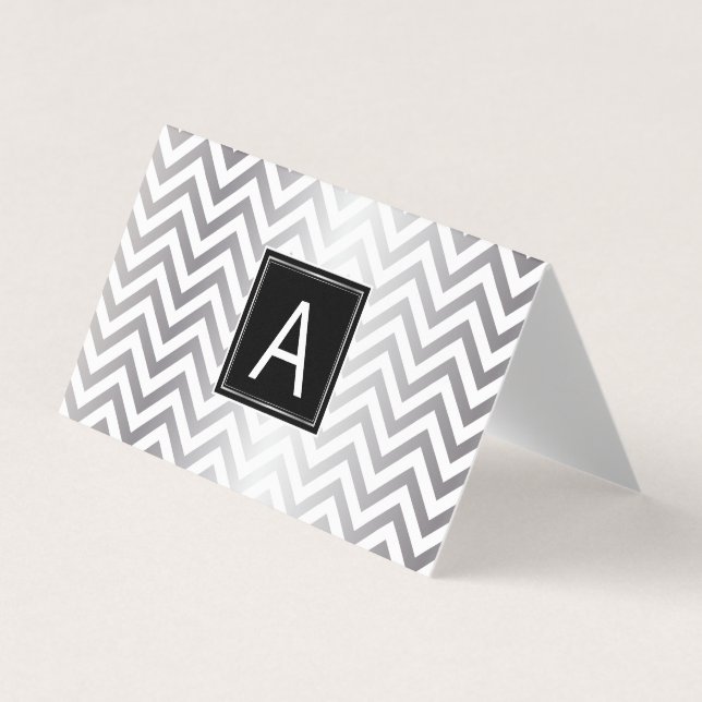 Monogram | Chevron Glitter | Event Planner Business Card (Front)