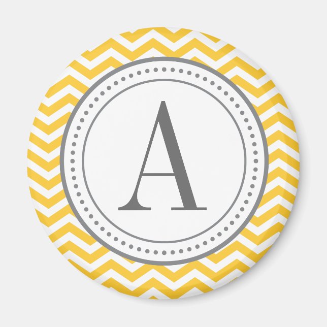 Monogram Chevron Magnet - yellow and grey (Front)