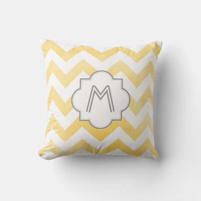 Monogram Chevron throw pillow - yellow (Front)