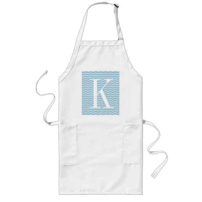 Monogram chevron zigzag long apron for men & women (Front)