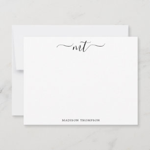 Monogram Chic Black Personalised Stationery Card