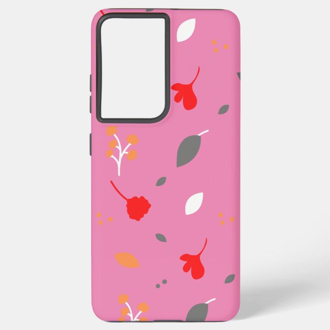Monogram Chic Flower  Pink Samsung Galaxy S21+ Case (Back)