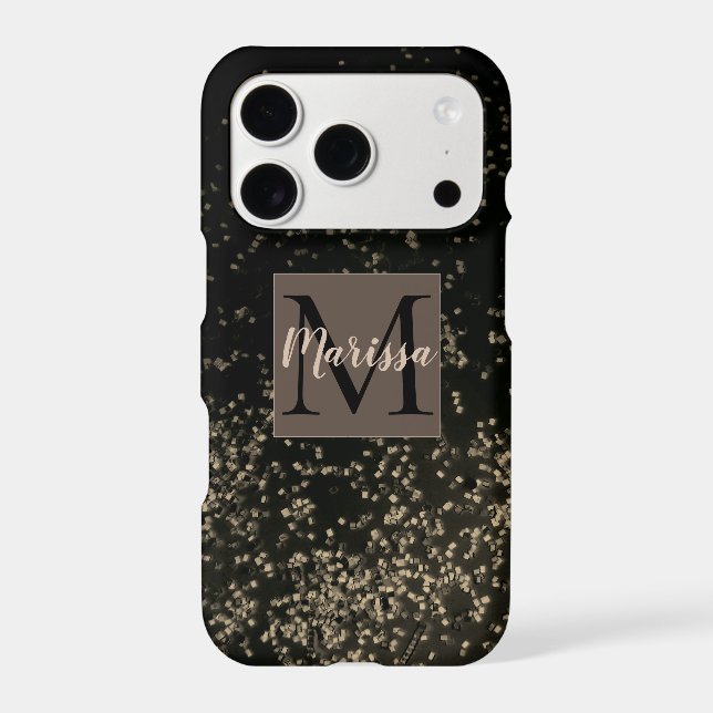 Monogram Chic Gold Confetti   (Back)