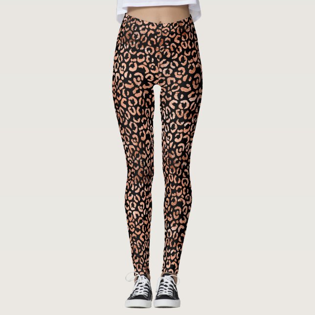 Monogram Chic Leopard Animal Print Leggings (Front)