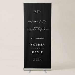 Monogram Chic Rehearsal Dinner Wedding Welcome Retractable Banner