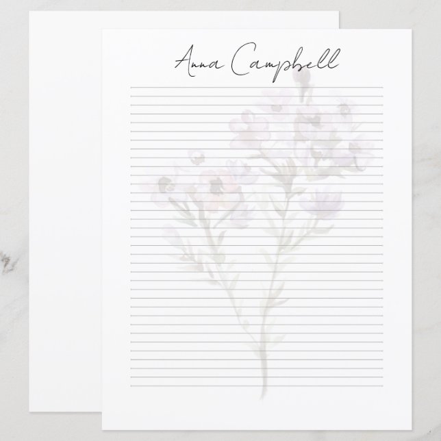 Monogram Chic Script Name Stationery Paper (Front/Back)