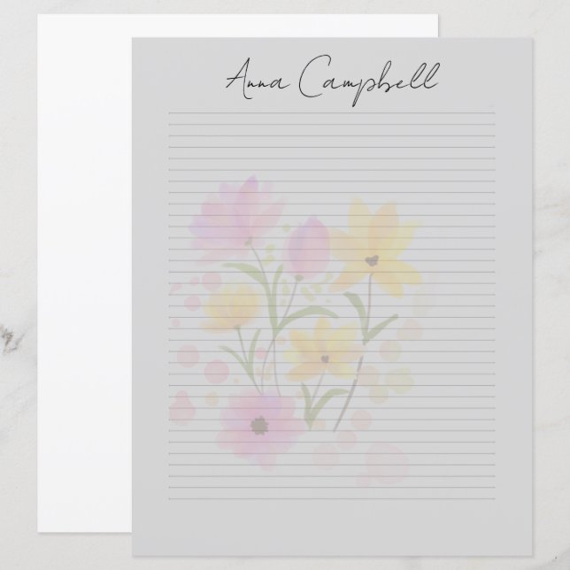 Monogram Chic Script Name Stationery Paper (Front/Back)