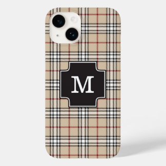 Monogram Chic Tartan Plaid Tan Red Black White Cas Case-Mate iPhone 14 Case