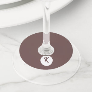 Monogram chocolate plum and white wine glass tag