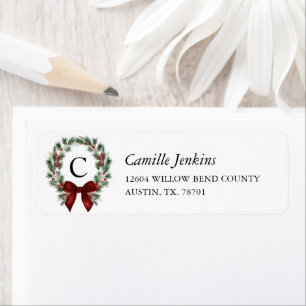 Monogram Christmas Bridal Shower Return Address