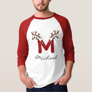Monogram Christmas Family Matching Holidays Dad T-Shirt