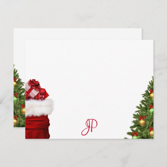 Monogram Christmas Handwriting Script Template (Front/Back)