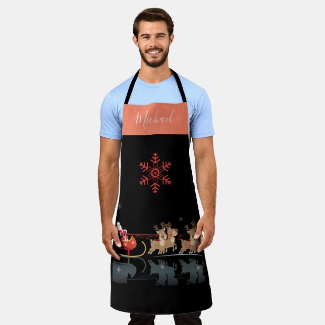 Monogram Christmas & Happy New Year! Gifts Santa Apron (Worn)