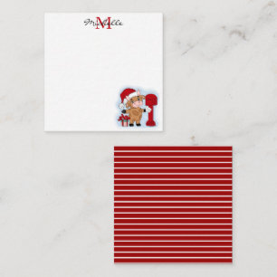 Monogram Christmas Holiday Cute Cow Personalised Card