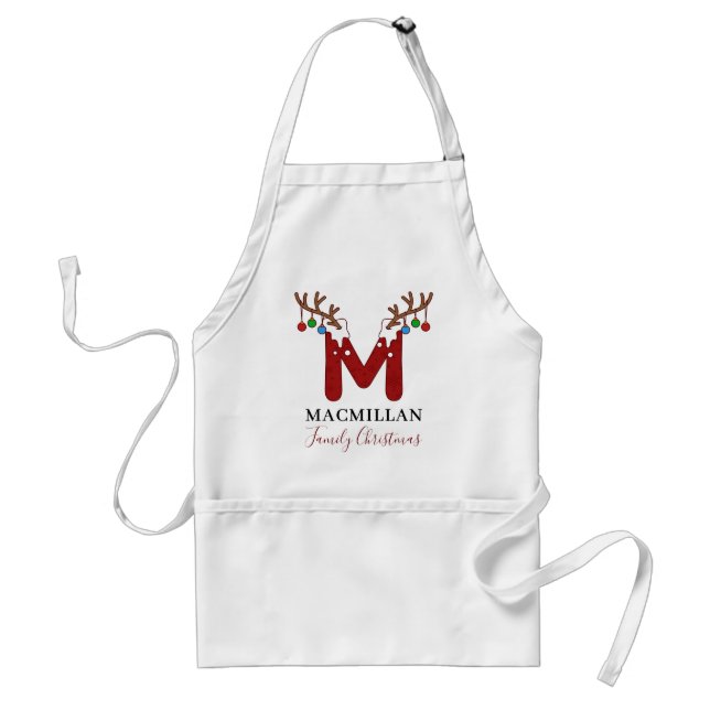 Monogram Christmas Holiday Matching Family Grandpa Standard Apron (Front)