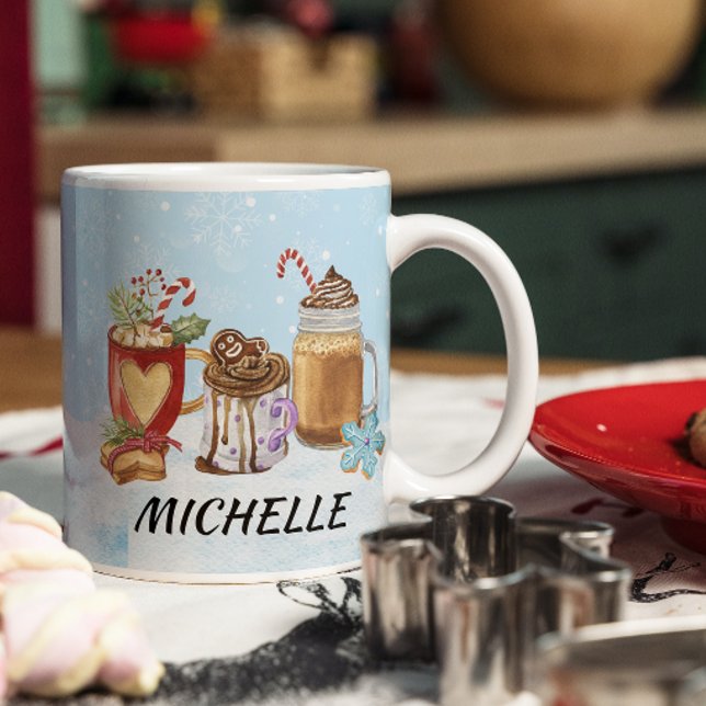 Monogram Christmas hot Cocoa Chocolate name Coffee Mug (Creator Uploaded)