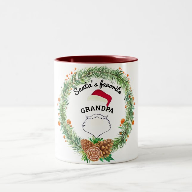 Monogram Christmas Mug - Personalise Family Wreath (Center)