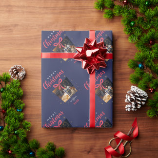 Monogram Christmas Photos, elegant, custom family  Wrapping Paper